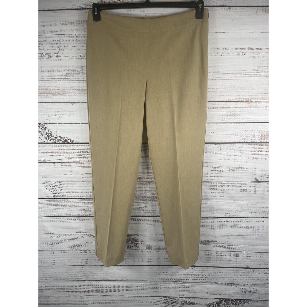 Talbots Pants Womens SZ 12 Beige Classic Side Zip Stretch Straight Lg Dress Work
